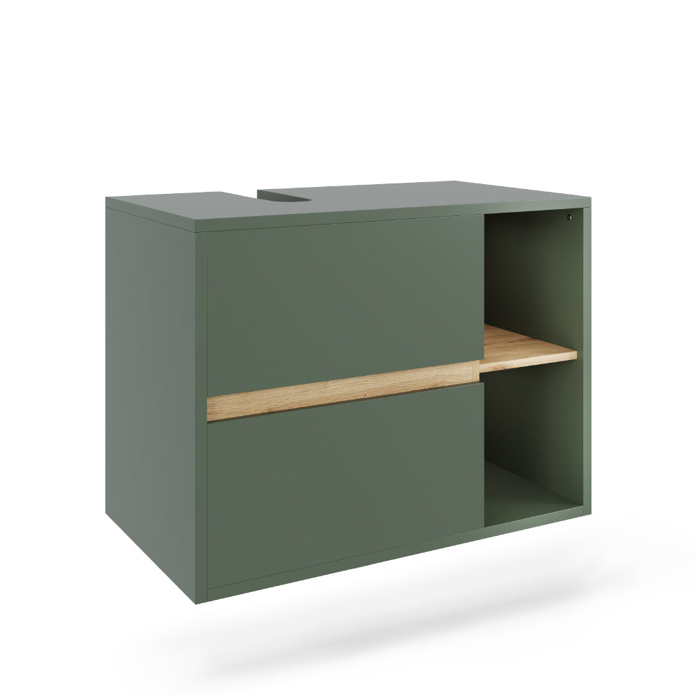 Vicco Mobiletto per lavabo Verde/Artigianale 80 x 60 cm con 2 cassetti
