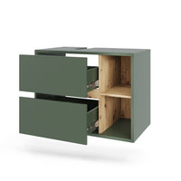 Vicco Mobiletto per lavabo Verde/Artigianale 80 x 60 cm con 2 cassetti