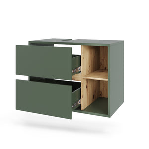Vicco Mobiletto per lavabo Verde/Artigianale 80 x 60 cm con 2 cassetti