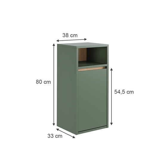 Vicco Mobiletto da bagno Verde/Artigianale 38 x 80 cm con cesto portabiancheria