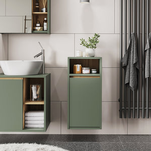 Vicco Mobiletto da bagno Verde/Artigianale 38 x 80 cm con cesto portabiancheria