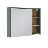 Vicco Mobile a specchio per bagno Verde/Artigianale 100 x 75 cm con ripiani aperti
