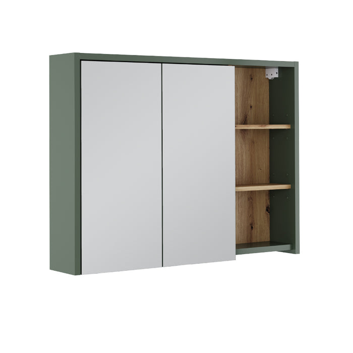 Vicco Mobile a specchio per bagno Verde/Artigianale 100 x 75 cm con ripiani aperti