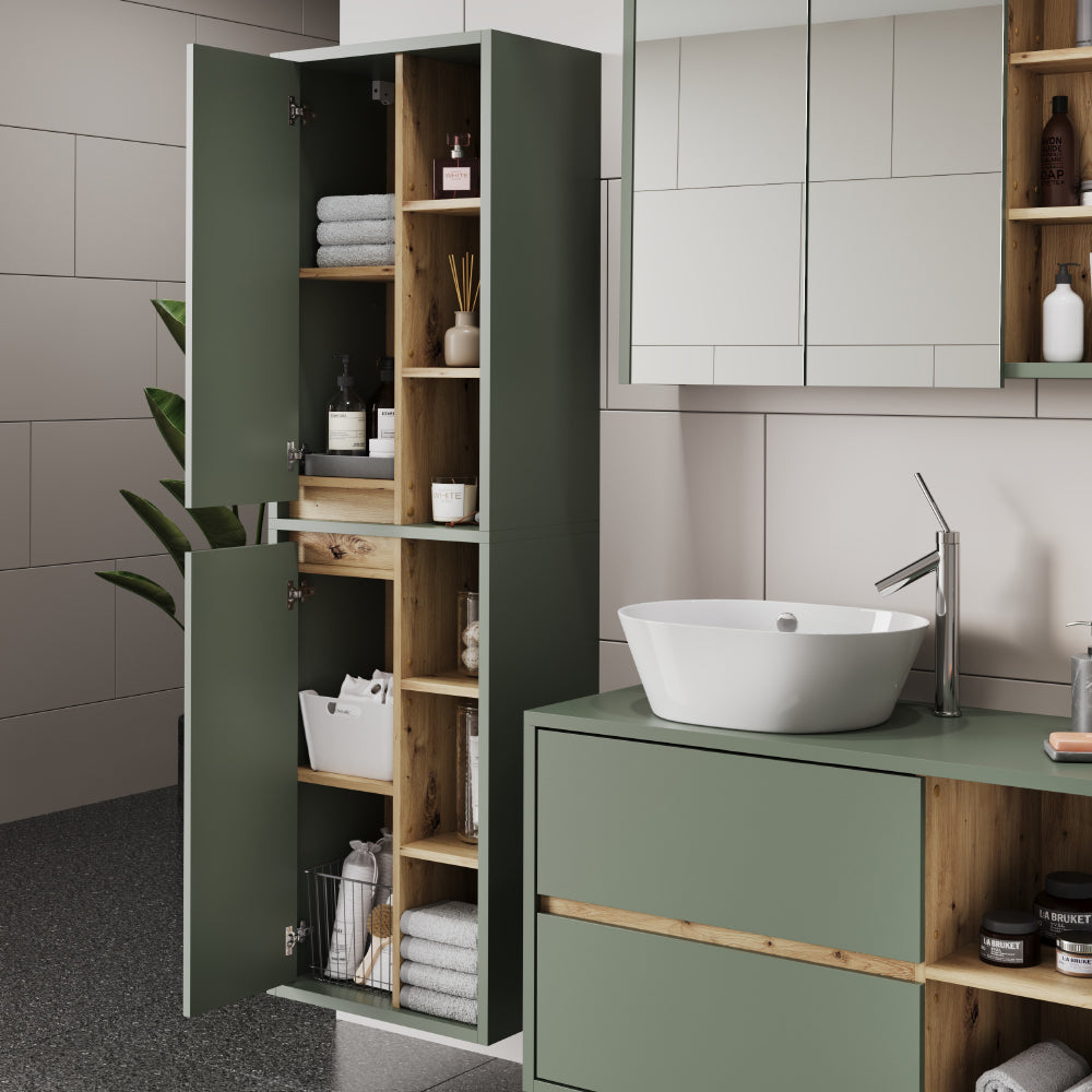 Vicco Mobiletto da bagno Verde/antracite 50 x 170 cm con ripiani aperti