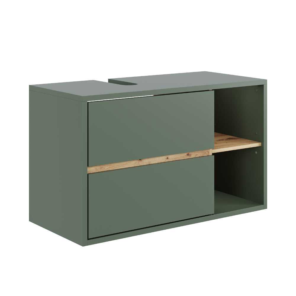Vicco Mobiletto per lavabo Verde/Artigianale 100 x 60 cm con 2 cassetti