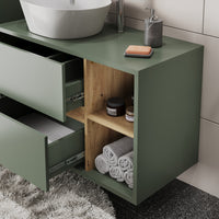 Vicco Mobiletto per lavabo Verde/Artigianale 100 x 60 cm con 2 cassetti