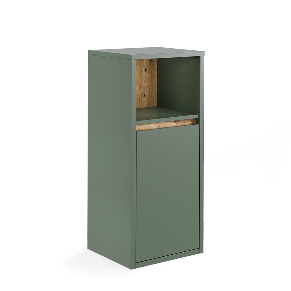 Vicco Mobiletto midi Verde/Artigianale 33 x 80 cm con porta e ripiano aperto