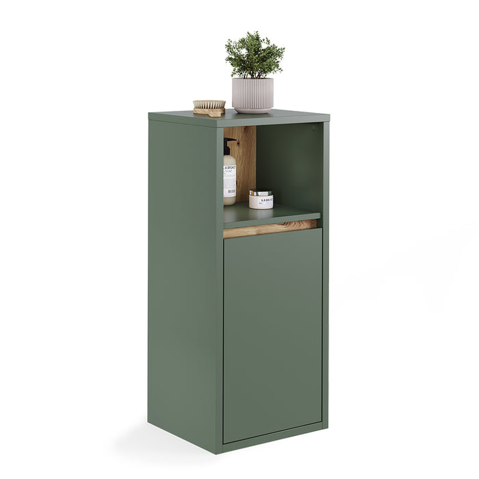 Vicco Mobiletto midi Verde/Artigianale 33 x 80 cm con porta e ripiano aperto