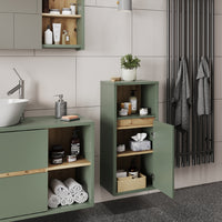 Vicco Mobiletto midi Verde/Artigianale 33 x 80 cm con porta e ripiano aperto