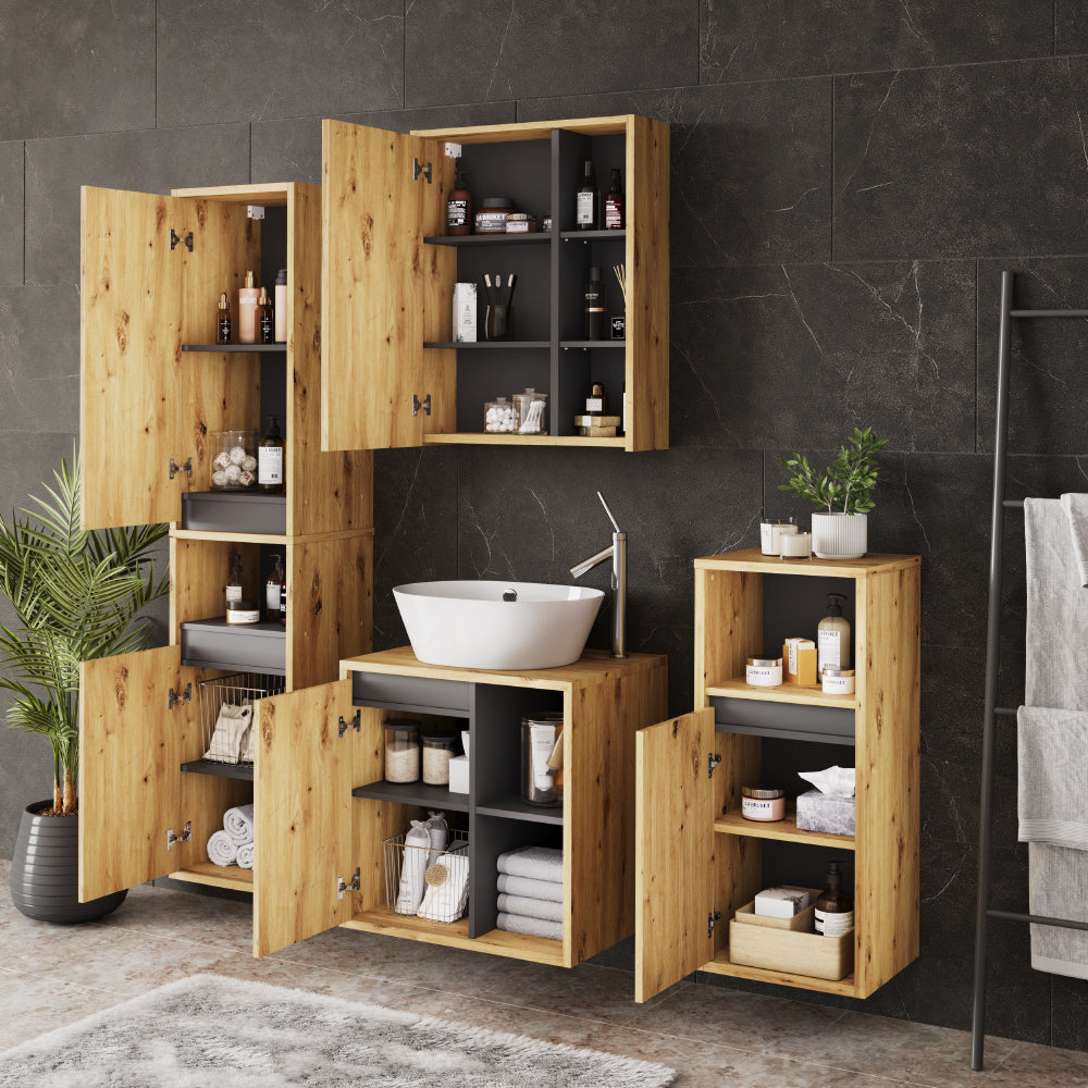 Vicco Set di mobili da bagno Artigiano/grigio 4 parti