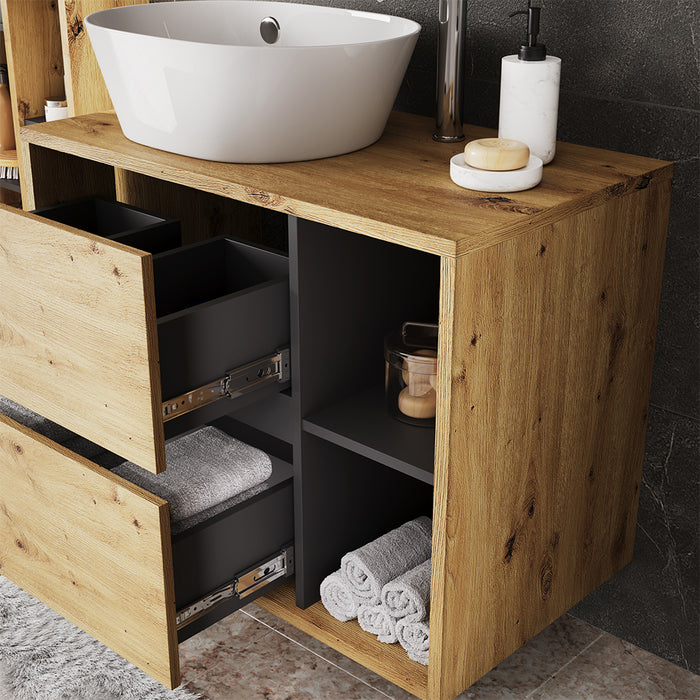 Vicco Set di mobili da bagno Artigiano/grigio 3 parti