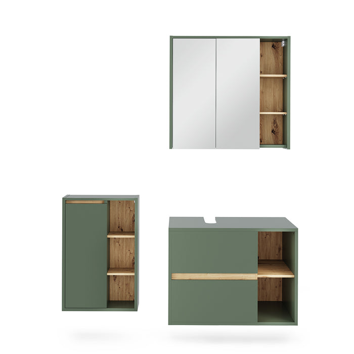 Vicco Set di mobili da bagno Verde/Artigianale 3 parti