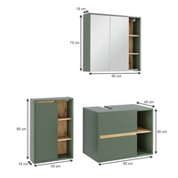 Vicco Set di mobili da bagno Verde/Artigianale 3 parti