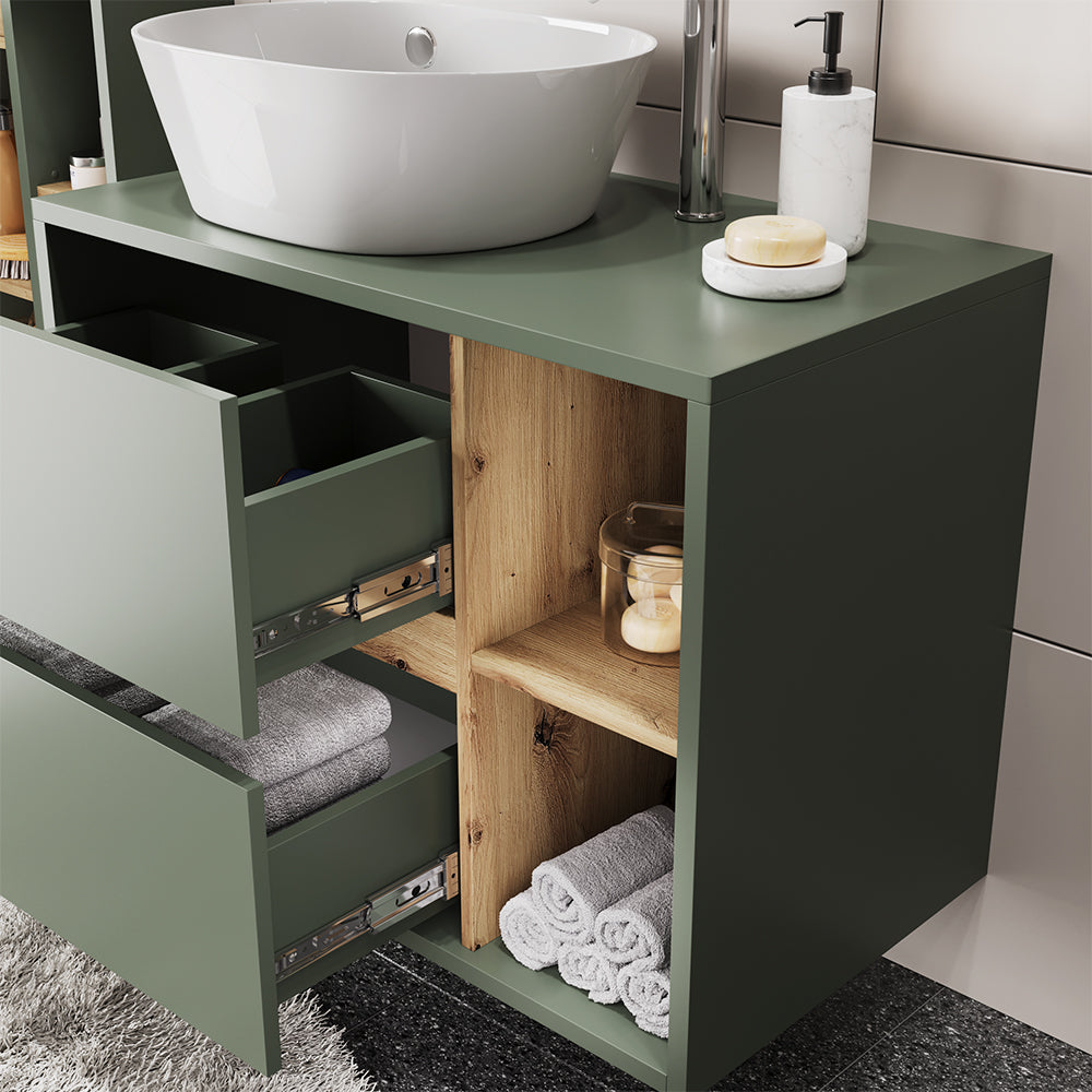 Vicco Set di mobili da bagno Verde/Artigianale 3 parti