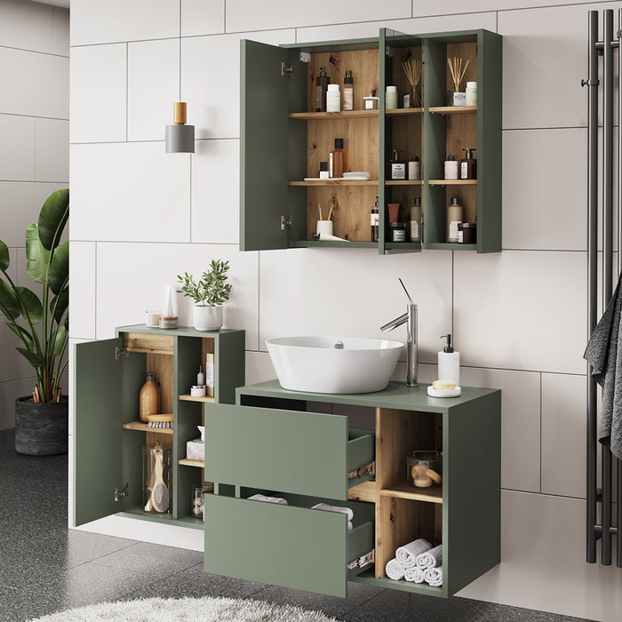 Vicco Set di mobili da bagno Verde/Artigianale 3 parti