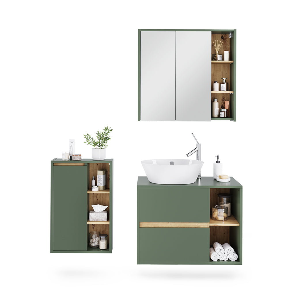 Vicco Set di mobili da bagno Verde/Artigianale 3 parti