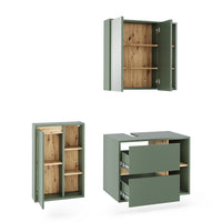 Vicco Set di mobili da bagno Verde/Artigianale 3 parti