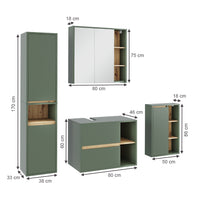 Vicco Set di mobili da bagno Verde/Artigianale 4 parti