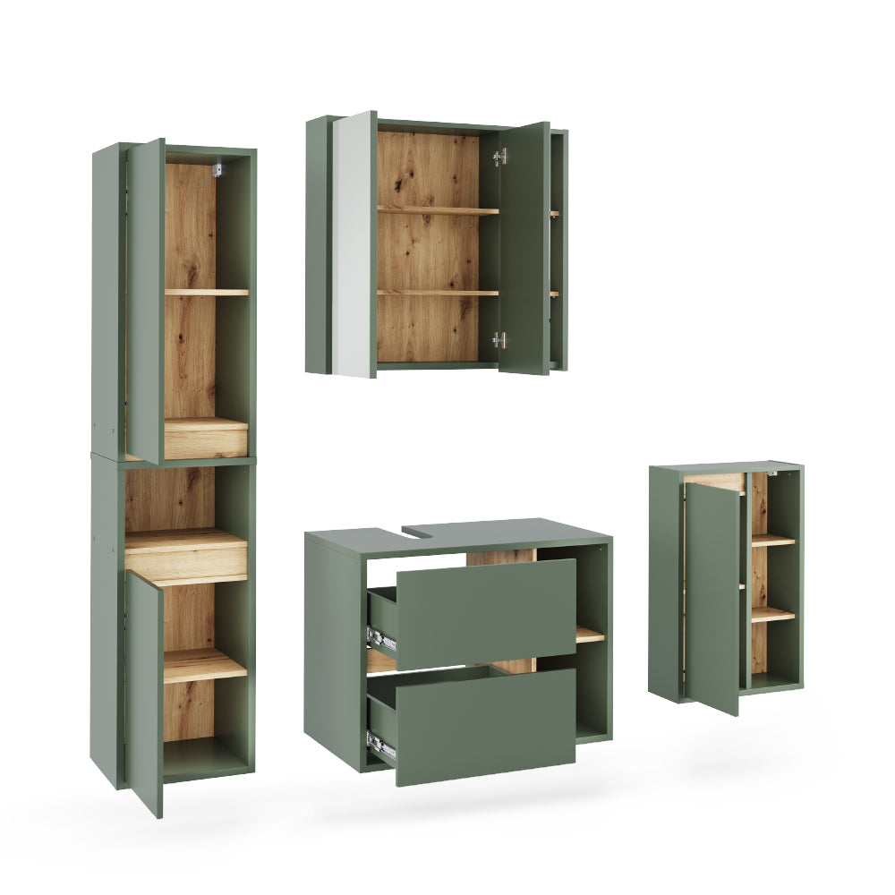 Vicco Set di mobili da bagno Verde/Artigianale 4 parti