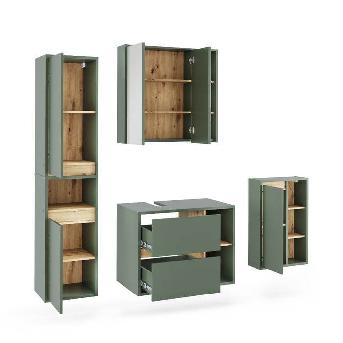Vicco Set di mobili da bagno Verde/Artigianale 4 parti