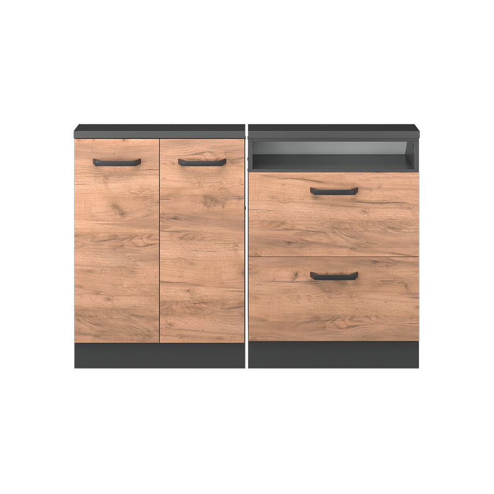 Vicco Mobile cucina sottotetto Quercia dorata/antracite 120 cm Set di 2