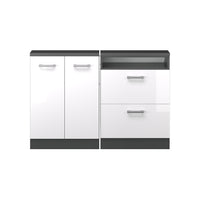 Vicco Mobile cucina sottotetto Bianco lucido/antracite 120 cm Set di 2