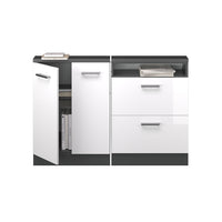 Vicco Mobile cucina sottotetto Bianco lucido/antracite 120 cm Set di 2