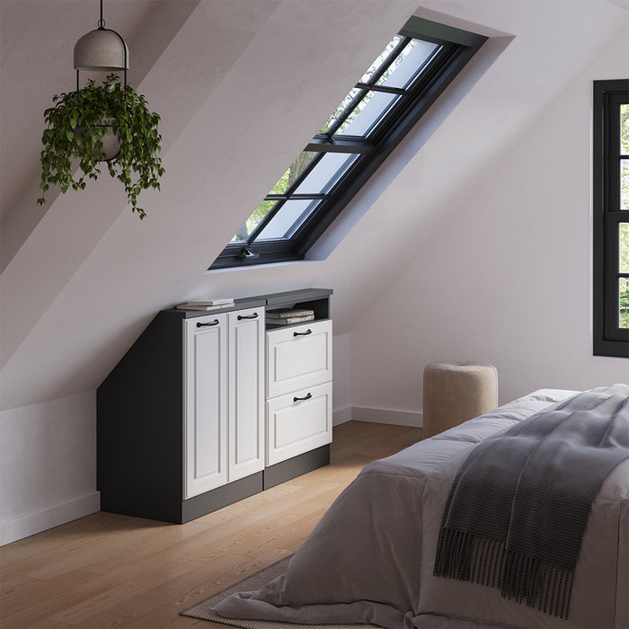 Vicco Mobile cucina sottotetto Bianco casa di campagna/antracite 120 cm Set di 2