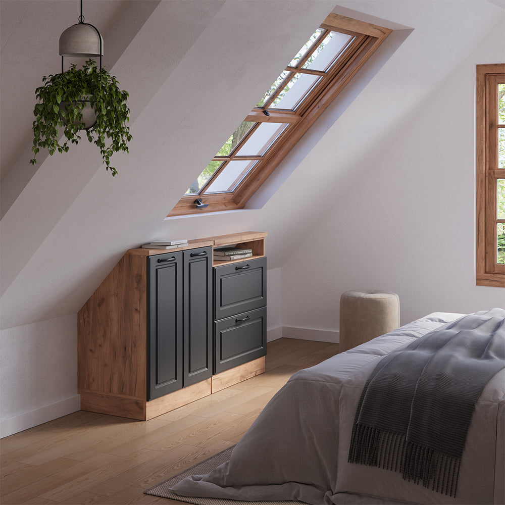 Vicco Set di mobili sottotetto Antracite Country House/oro Kraft Oak Set di 2