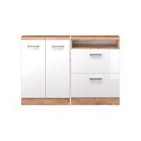 Vicco Mobile cucina sottotetto Bianco lucido/oro power oak 120 cm Set di 2