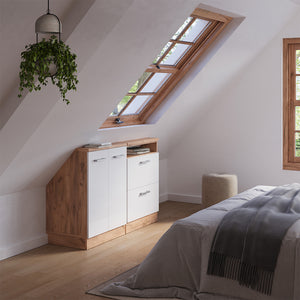 Vicco Set di mobili sottotetto Bianco lucido/oro power oak Set di 2