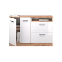 Vicco Mobile cucina sottotetto Bianco lucido/oro power oak 120 cm Set di 2