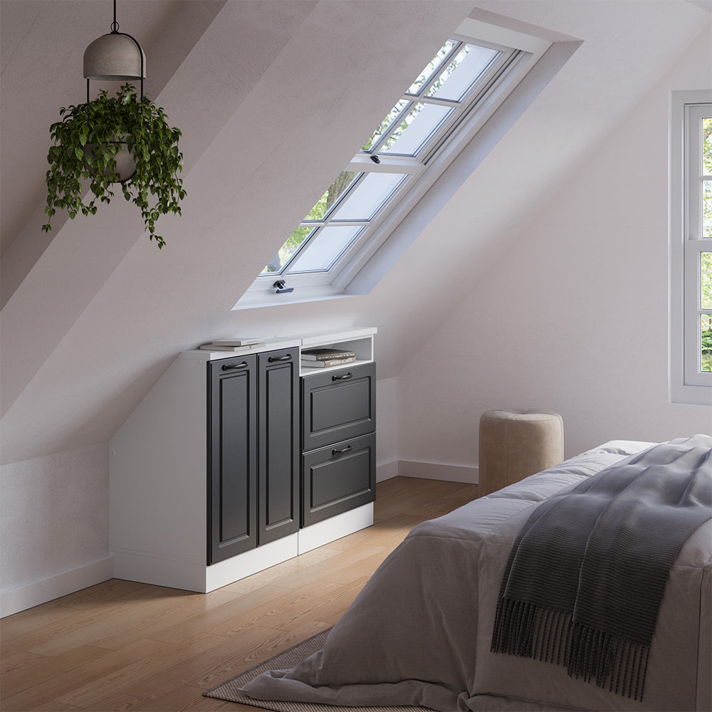 Vicco Set di mobili sottotetto Antracite casa di campagna/bianco Set di 2