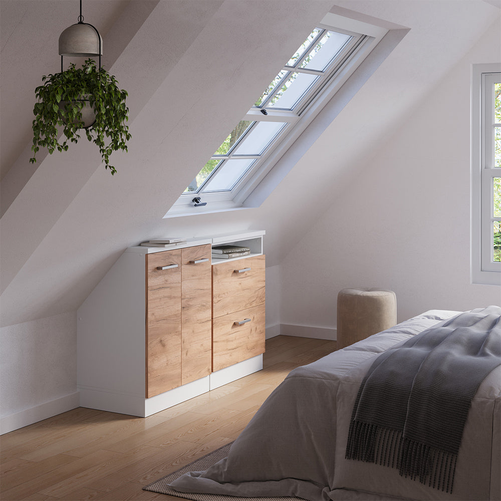 Vicco Mobile cucina sottotetto Quercia dorata/bianco 120 cm Set di 2