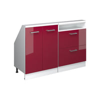 Vicco Mobile cucina sottotetto Rosso lucido/bianco 120 cm Set di 2