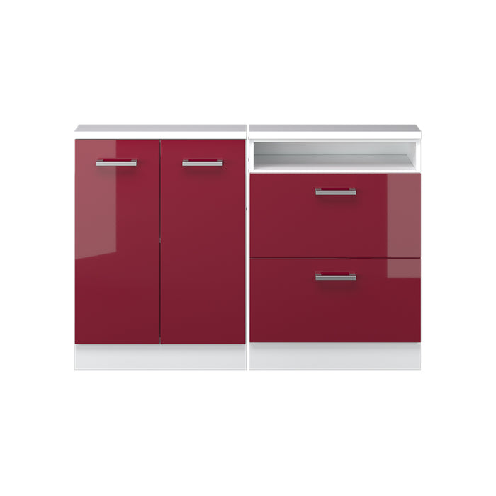Vicco Mobile cucina sottotetto Rosso lucido/bianco 120 cm Set di 2