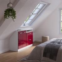 Vicco Set di mobili sottotetto Bordeaux lucido/bianco Set di 2