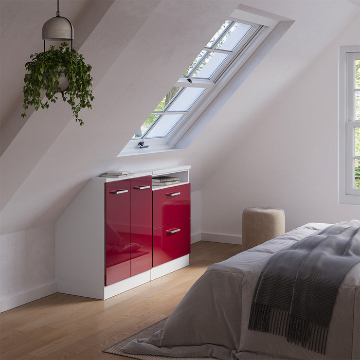 Vicco Set di mobili sottotetto Bordeaux lucido/bianco Set di 2