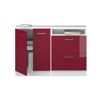 Vicco Mobile cucina sottotetto Rosso lucido/bianco 120 cm Set di 2