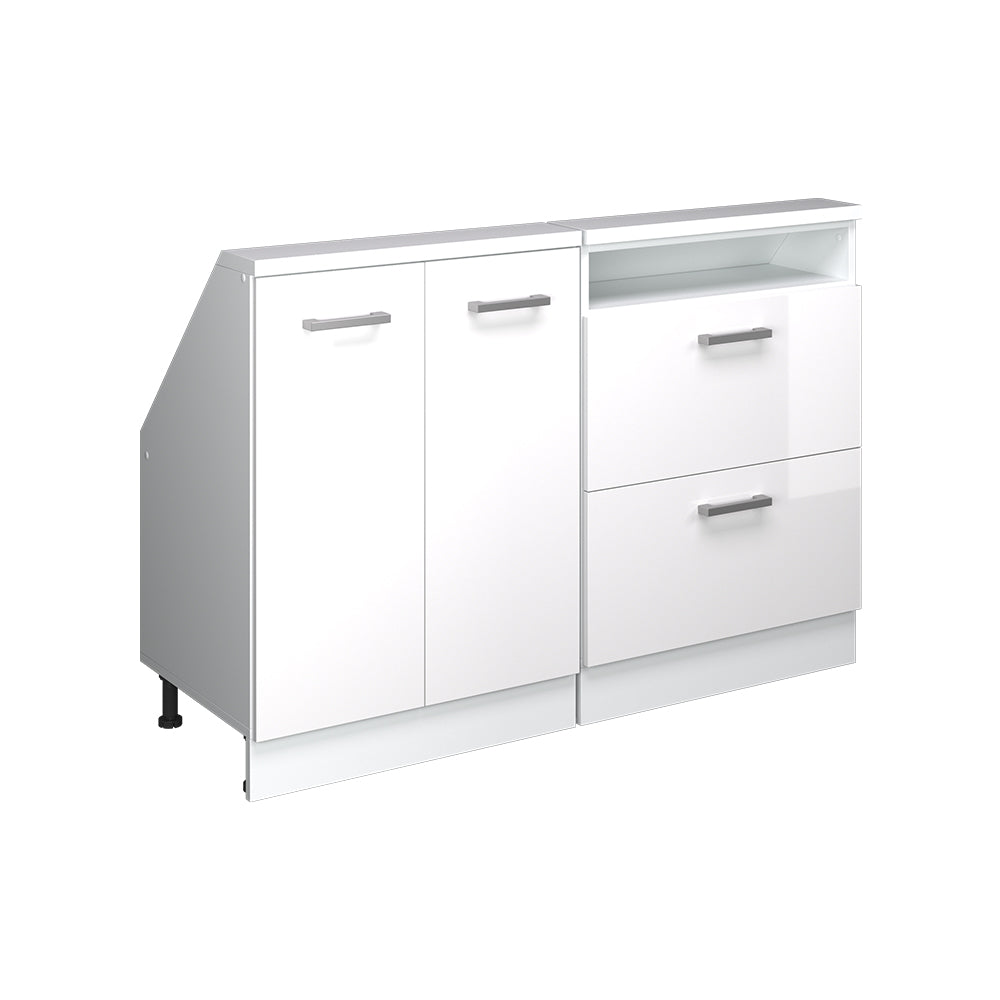 Vicco Mobile cucina sottotetto Bianco lucido/bianco 120 cm Set di 2