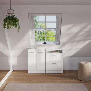 Vicco Set di mobili sottotetto Bianco lucido/bianco Set di 2