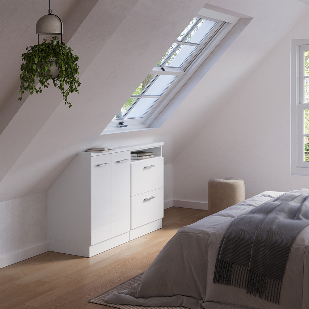 Vicco Set di mobili sottotetto Bianco lucido/bianco Set di 2