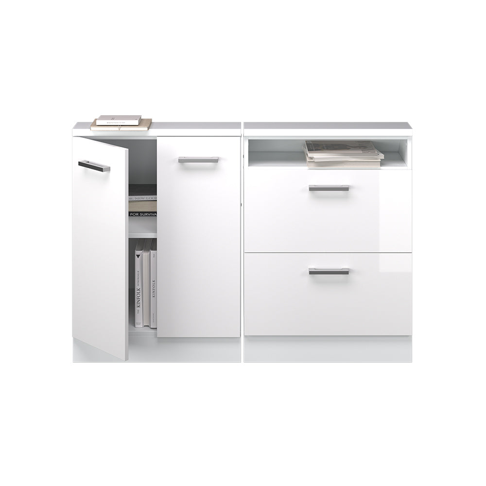 Vicco Mobile cucina sottotetto Bianco lucido/bianco 120 cm Set di 2