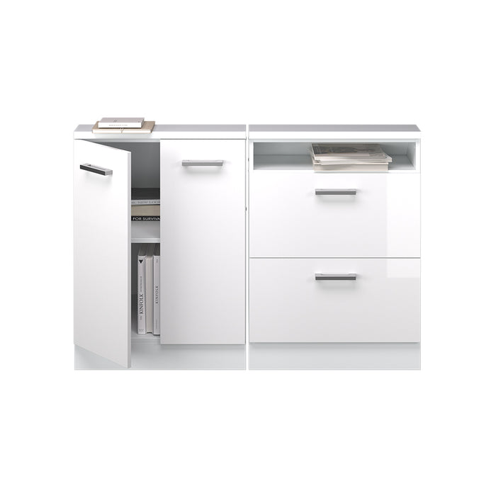 Vicco Mobile cucina sottotetto Bianco lucido/bianco 120 cm Set di 2