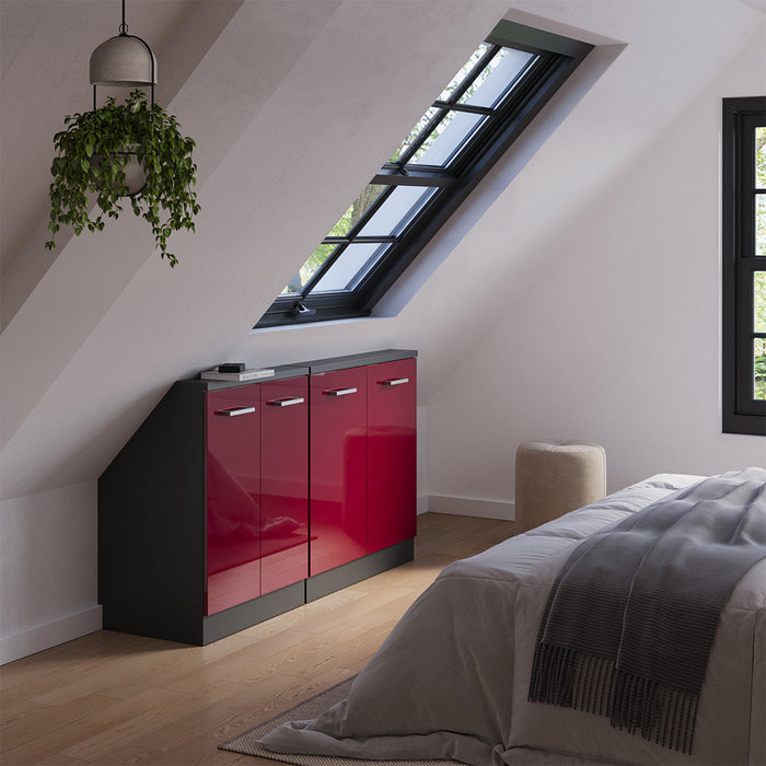 Vicco Set di mobili sottotetto Rosso lucido/antracite Set di 2