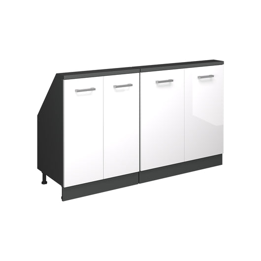 Vicco Mobile cucina sottotetto Bianco lucido/antracite 140 cm Set di 2
