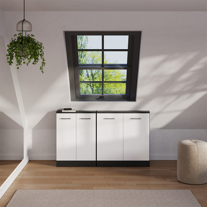 Vicco Set di mobili sottotetto Bianco lucido/antracite Set di 2