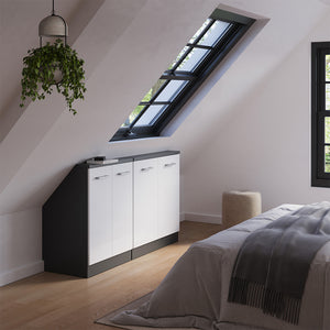 Vicco Set di mobili sottotetto Bianco lucido/antracite Set di 2