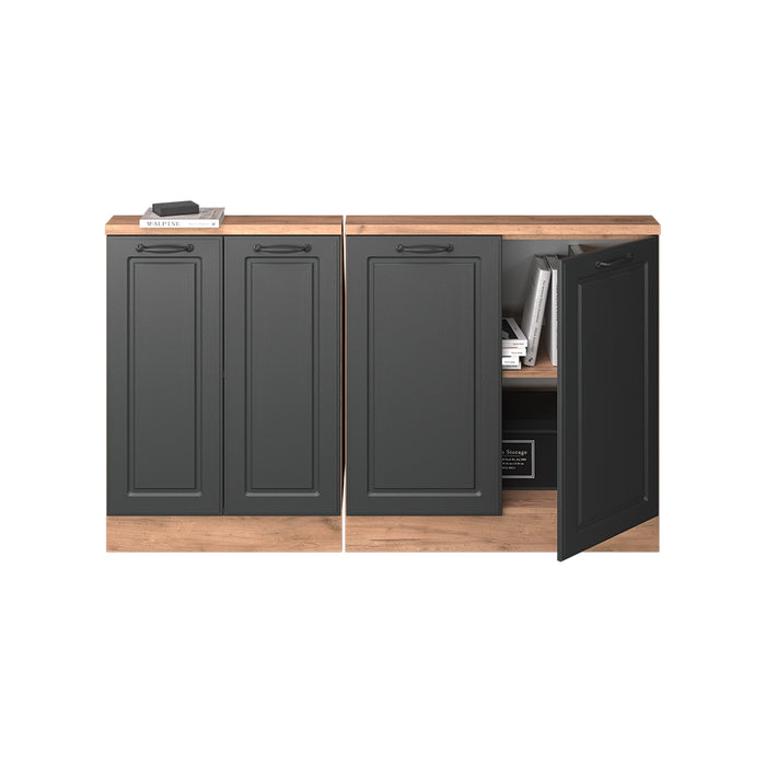 Vicco Mobile cucina sottotetto Antracite Country House/oro Kraft Oak 140 cm Set di 2