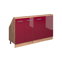 Vicco Mobile cucina sottotetto Rosso lucido/rovere dorato 140 cm Set di 2